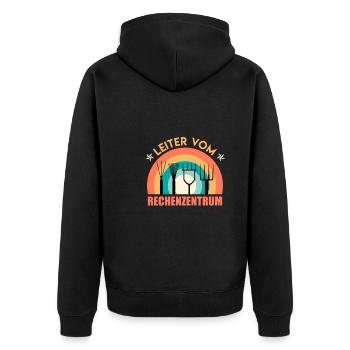 Gärtner Spruch Leiter vom Rechenzentrum - Unisex Premium Bio Zip Hoodie - Schwarz - Hinten - Nico (187cm)