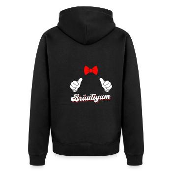 Jungesellenabschied Männer Bräutigam Hochzeit - Unisex Premium Bio Zip Hoodie - Schwarz - Hinten - Nico (187cm)
