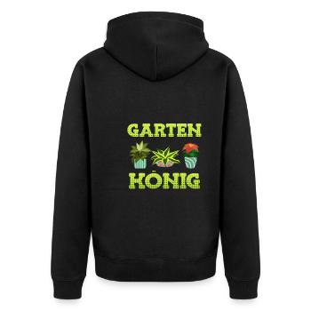 Garten König Garten Boss Schrebergarten - Unisex Premium Bio Zip Hoodie - Schwarz - Hinten - Nico (187cm)