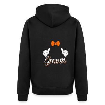 Jungesellenabschied Männer Bräutigam Hochzeit - Unisex Premium Bio Zip Hoodie - Schwarz - Hinten - Nico (187cm)