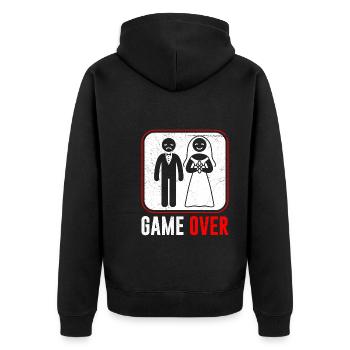 Jeu de mariage sur le marié - Veste à capuche bio Premium Unisexe - noir - Dos - Nico (187cm)