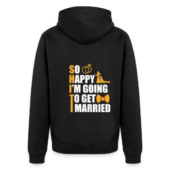 Hochzeit Ehemann Jungesellenabschied Bräutigam - Unisex Premium Bio Zip Hoodie - Schwarz - Hinten - Nico (187cm)