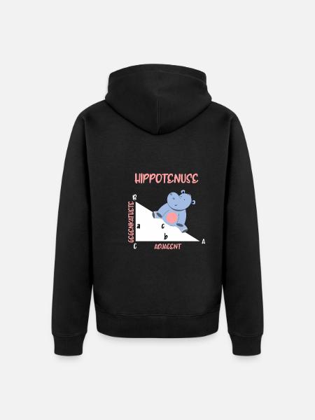 Mathematician Hippotenuse Hippo Triangle - Unisex Premium Organic Zip Hoodie - black