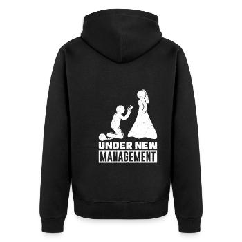 Frisch verheiratet Hochzeit Ehemann - Unisex Premium Bio Zip Hoodie - Schwarz - Hinten - Nico (187cm)
