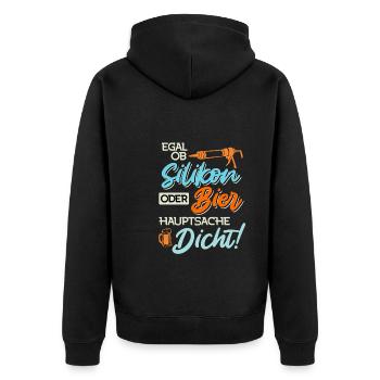 Egal ob Silikon oder Bier Hauptsache Dicht Männer - Unisex Premium Bio Zip Hoodie - Schwarz - Hinten - Nico (187cm)