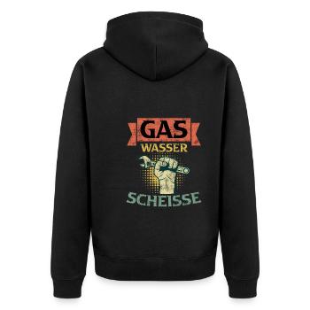 Anlagenmechaniker Sanitär Klimatechnik - Unisex Premium Bio Zip Hoodie - Schwarz - Hinten - Nico (187cm)
