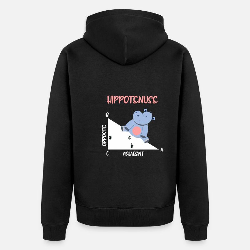 Mathématicien Hippotenuse Hippo Triangle - Veste à capuche bio Premium Unisexe - noir