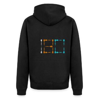 Darts 180 Dartpfeile 180er in Dart - Unisex Premium Bio Zip Hoodie - Schwarz - Hinten - Nico (187cm)