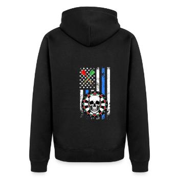 Darts USA Flag with Bone Face Dart - Unisex Premium Organic Zip Hoodie - black - Back - Nico (187cm)