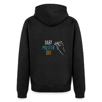 Dart Master 180 in Darts - Unisex Premium Organic Zip Hoodie - black - Back - Nico (187cm)