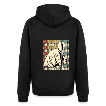 Darts 180 Dartpfeile 180 in Dart - Unisex Premium Bio Zip Hoodie - Schwarz - Hinten - Nico (187cm)