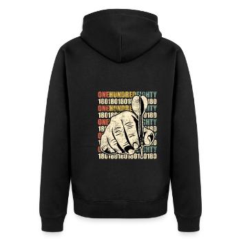 Darts 180 Dartpfeile 180 in Dart - Unisex Premium Bio Zip Hoodie - Schwarz - Hinten - Nico (187cm)