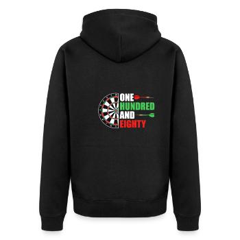 Dartscheibe Dart 180 in Darts - Unisex Premium Bio Zip Hoodie - Schwarz - Hinten - Nico (187cm)