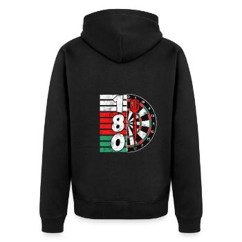 Darts Dartscheibe 180 Punkte 180er Dart - Unisex Premium Bio Zip Hoodie - Schwarz - Hinten - Nico (187cm)