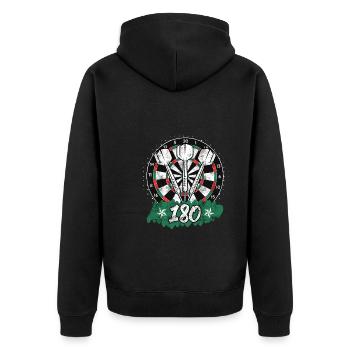 Darts 180er Dartscheibe 180 in Dart - Unisex Premium Bio Zip Hoodie - Schwarz - Hinten - Nico (187cm)