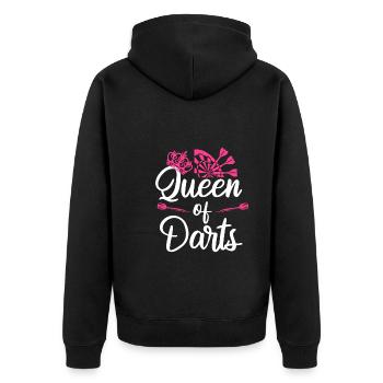 Queen of Darts Dart Zubehör Frauen in Dart - Unisex Premium Bio Zip Hoodie - Schwarz - Hinten - Nico (187cm)