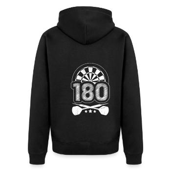 Darts 180 Dartscheibe Darts Flight 180 Dart - Unisex Premium Bio Zip Hoodie - Schwarz - Hinten - Nico (187cm)