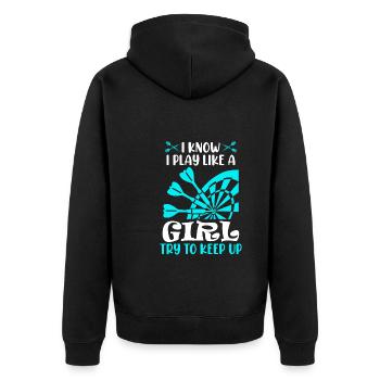 Girls Darts Women Darts Darts Dartboard Darts - Unisex Premium Organic Zip Hoodie - black - Back - Nico (187cm)