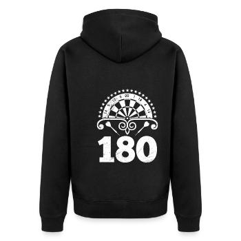 Darts 180 Dartscheibe Dartpfeil 180 Dart - Unisex Premium Bio Zip Hoodie - Schwarz - Hinten - Nico (187cm)