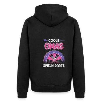 Coole Omas spielen Dart Frauen Darts Zubehör Dart - Unisex Premium Bio Zip Hoodie - Schwarz - Hinten - Nico (187cm)