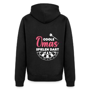 Coole Omas spielen Dart Frauen Darts Zubehör Dart - Unisex Premium Bio Zip Hoodie - Schwarz - Hinten - Nico (187cm)