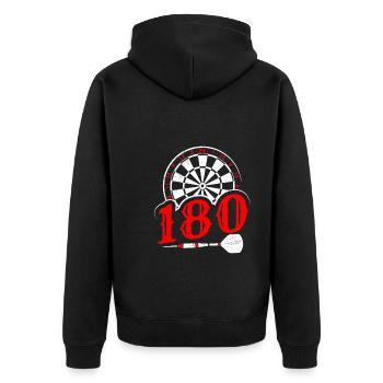 Darts 180 Dartscheibe Dartpfeil 180 Dart - Unisex Premium Bio Zip Hoodie - Schwarz - Hinten - Nico (187cm)