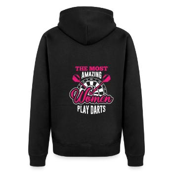 Great Women Play Darts Ladies Darts Accessories Darts - Unisex Premium Organic Zip Hoodie - black - Back - Nico (187cm)