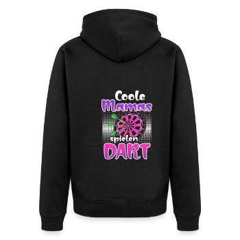 Coole Mamas spielen Dart Frauen Darts Zubehör Dart - Unisex Premium Bio Zip Hoodie - Schwarz - Hinten - Nico (187cm)