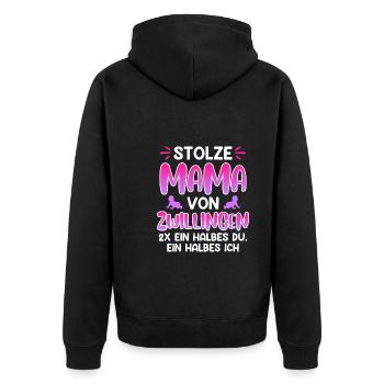 Zwillinge Eltern von Zwillingen Stolze Mama - Unisex Premium Bio Zip Hoodie - Schwarz - Hinten - Nico (187cm)