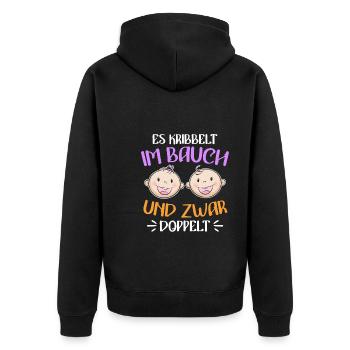 Kribbeln im Bauch Mutter von 2 Zwillinge im Bauch - Unisex Premium Bio Zip Hoodie - Schwarz - Hinten - Nico (187cm)