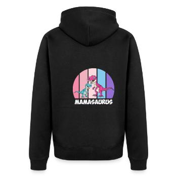 Dinosaur Mamasaurus Kids Dino Super Mama - Unisex Premium Organic Zip Hoodie - black - Back - Nico (187cm)
