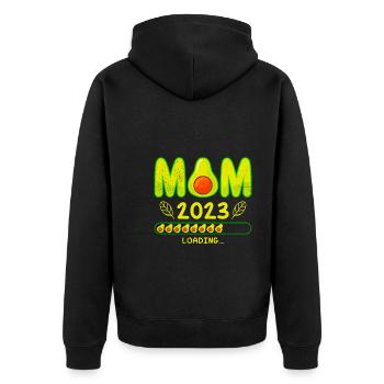 Mom 2023 loading Pregnancy Baby Avocado - Unisex Premium Organic Zip Hoodie - black - Back - Nico (187cm)