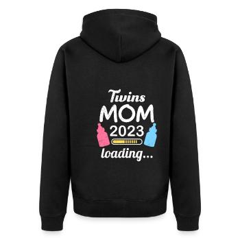 Twin Mom 2023 Twins Young Girl Mom - Unisex Premium Organic Zip Hoodie - black - Back - Nico (187cm)