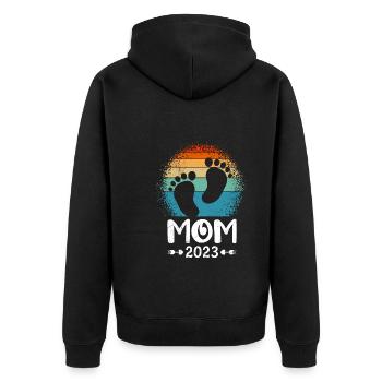 Maman 2023 Mère enceinte Grossesse - Veste à capuche bio Premium Unisexe - noir - Dos - Nico (187cm)