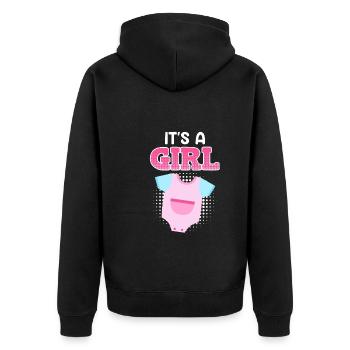 Girl Mama Pregnant with Girl Mama - Unisex Premium Organic Zip Hoodie - black - Back - Nico (187cm)