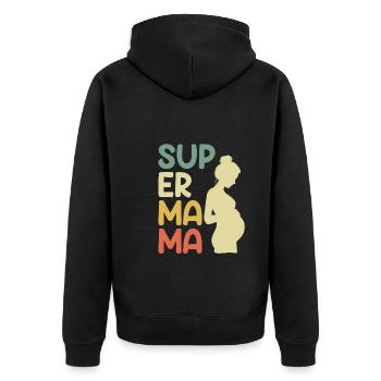 Super Mama schwanger Beste Mutter Kind - Unisex Premium Bio Zip Hoodie - Schwarz - Hinten - Nico (187cm)