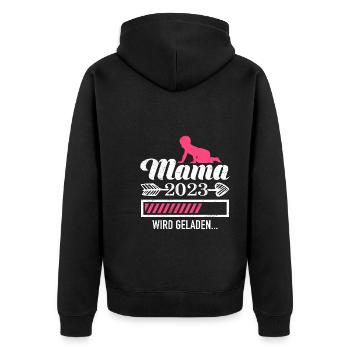 Mama 2023 loading Mutter schwanger Mädchen Mama - Unisex Premium Bio Zip Hoodie - Schwarz - Hinten - Nico (187cm)