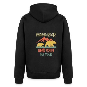 Mama Bear Kinder Tochter Sohn Familie on Tour - Unisex Premium Bio Zip Hoodie - Schwarz - Hinten - Nico (187cm)
