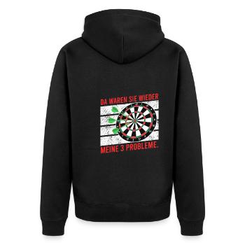 There are again my 3 problems darts darts players - Unisex Premium Organic Zip Hoodie - black - Back - Nico (187cm)