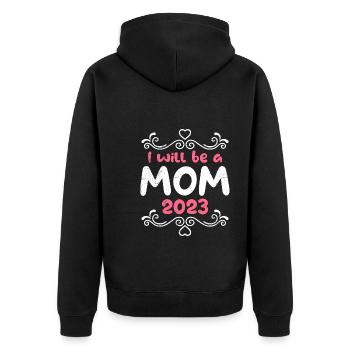 Maman 2023 Je vais à Maman Fille Maman - Veste à capuche bio Premium Unisexe - noir - Dos - Nico (187cm)