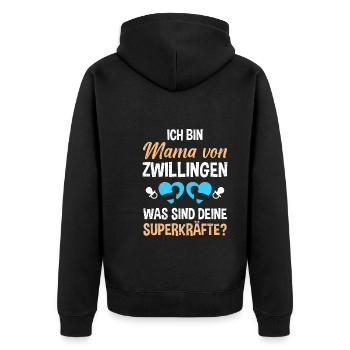 Zwillingsmama Mutter von Zwillinge Jungen Mama - Unisex Premium Bio Zip Hoodie - Schwarz - Hinten - Nico (187cm)