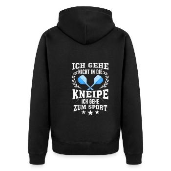 Kneipensport Darts spielen Dartpfeile Treffer Dart - Unisex Premium Bio Zip Hoodie - Schwarz - Hinten - Nico (187cm)
