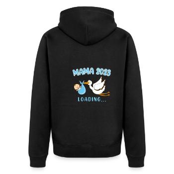 Maman 2023 Rattle Stork Bébé Cigogne Maman enceinte - Veste à capuche bio Premium Unisexe - noir - Dos - Nico (187cm)