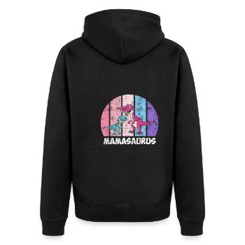 Dinosaur Mamasaurus Kids Dino Super Mama - Unisex Premium Organic Zip Hoodie - black - Back - Nico (187cm)