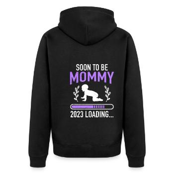 Mommy to be Mutter schwanger Baby loading Mama - Unisex Premium Bio Zip Hoodie - Schwarz - Hinten - Nico (187cm)