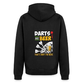 Darts an Beer thats why I am here - Unisex Premium Organic Zip Hoodie - black - Back - Nico (187cm)