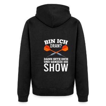 Dart spielen Dart Flights Darts Punktzahl Dart - Unisex Premium Bio Zip Hoodie - Schwarz - Hinten - Nico (187cm)