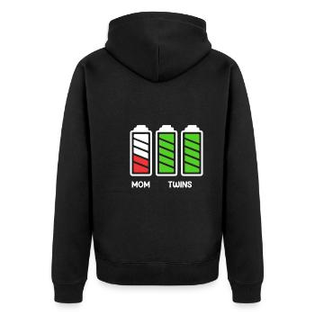 Twin mom Mother of 2 Pregnant with twins - Unisex Premium Organic Zip Hoodie - black - Back - Nico (187cm)