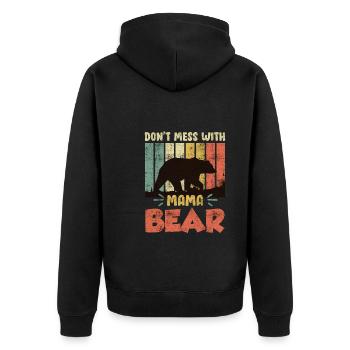 Mama Bear Familie Kinder Tochter Sohn Mama - Unisex Premium Bio Zip Hoodie - Schwarz - Hinten - Nico (187cm)