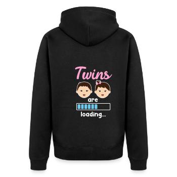 Twins pregnant with twins Young girls - Unisex Premium Organic Zip Hoodie - black - Back - Nico (187cm)